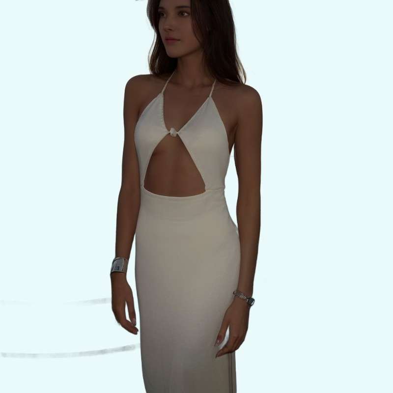 Strand kleid mit gestrickten Hosenträgern