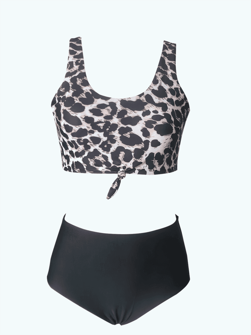 Sexy Badeanzug mit geteiltem Leoparden muster