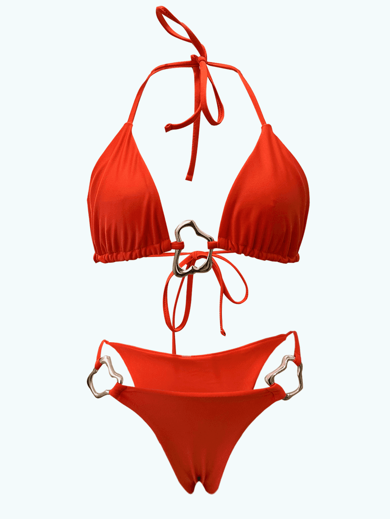 Sexy Bikini Badeanzug mit roten Riemen