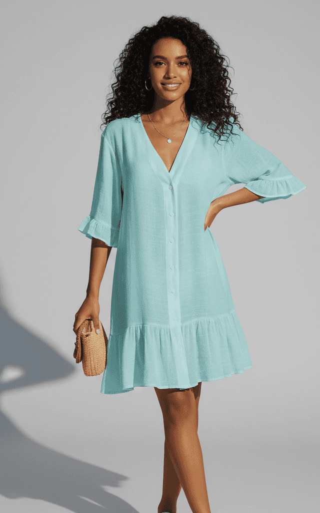 Lebendiges Blumendruck Faux-Wickel V-Ausschnitt Midikleid für Sommer-Strandveranstaltungen